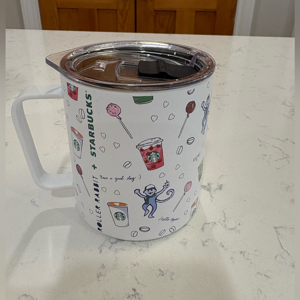 Starbucks x Roller Rabbit Monkey Print Stainless Steel Travel Mug | New
